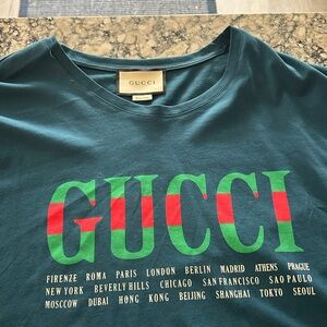 Gucci Men's Teal Graphic T-Shirt